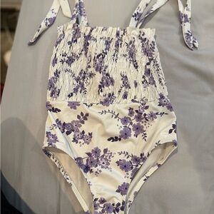 Floral Purple Kids Swim One Piece